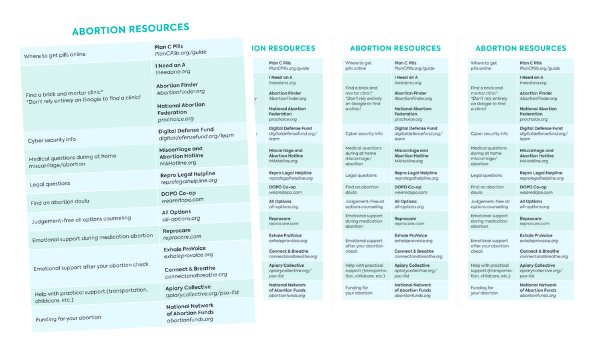 Abortion resource flyers